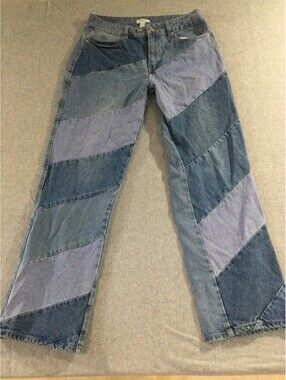 Forever 21 Premium Patchwork Baggy Wide Leg Jeans Blue Size 30 (32X31)